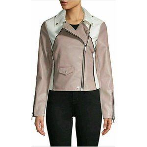 Bagatella  Two Tone Motorcycle Jacket Faux Leather Sz S $139 B36 L23